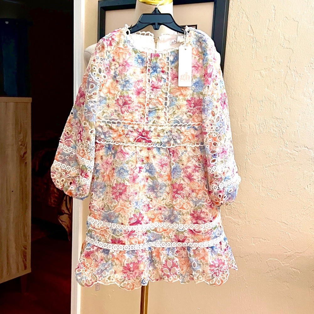 NWT,GB Girls,Stunning Floral Embroidered Dress, OUT OF STOCK ON-LINE, Size 6 - Picture 6 of 8